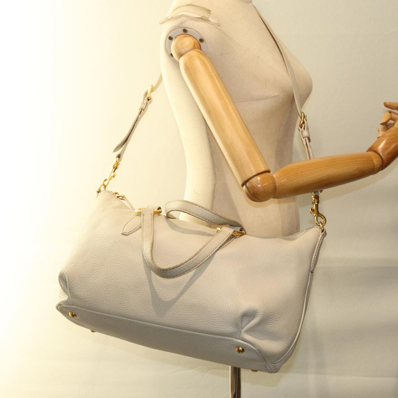 Miu Miu Vitello Beige Leather Handbag (Pre-Owned)