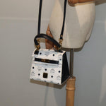 MCM Visetos White Canvas Handbag (Pre-Owned)