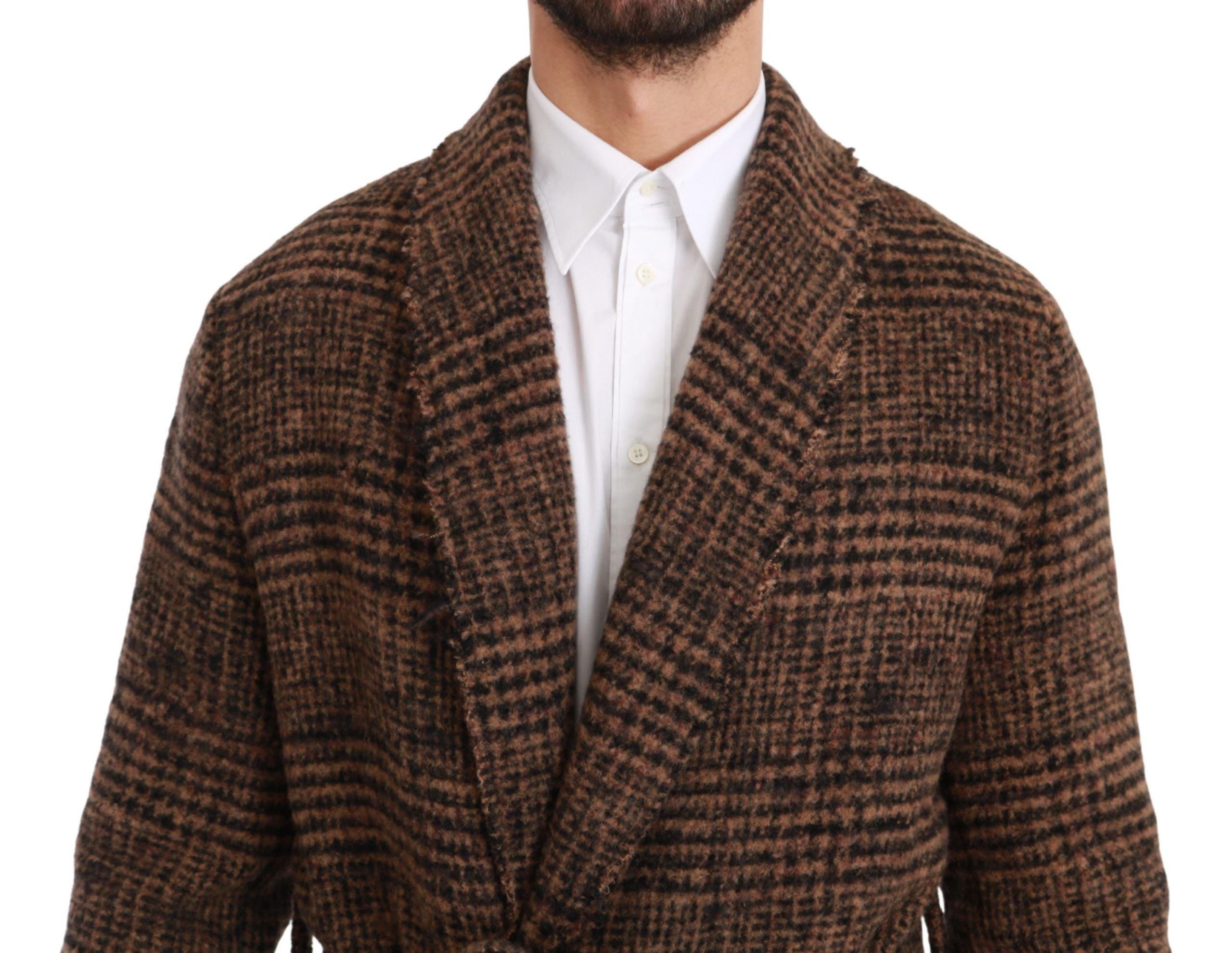 Dolce & Gabbana Elegant Brown Alpaca Blend Belted Cape Men's Jacket