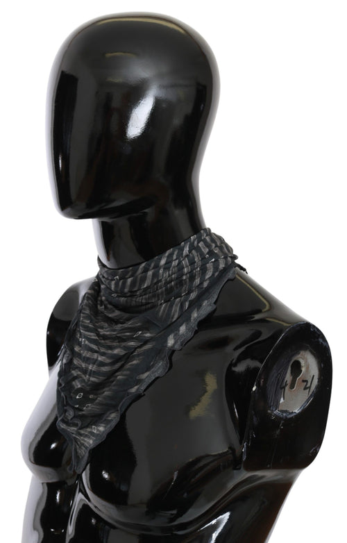 Costume National Black Gray Viscose Foulard Women Scarf