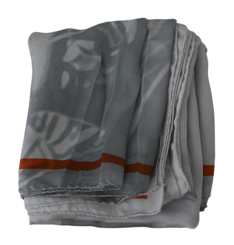 Costume National Gray Red Foulard Wrap Women Scarf