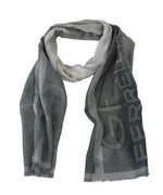 GF Ferre Elegant Blue Gray Patterned Women's Scarf