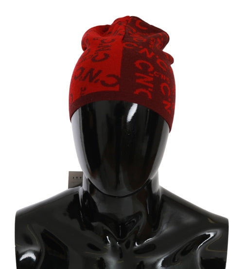 Costume National Chic Red Beanie Wool Men's Blend