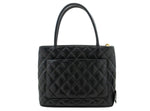 Chanel Medaillon Black Leather Tote Bag (Pre-Owned)