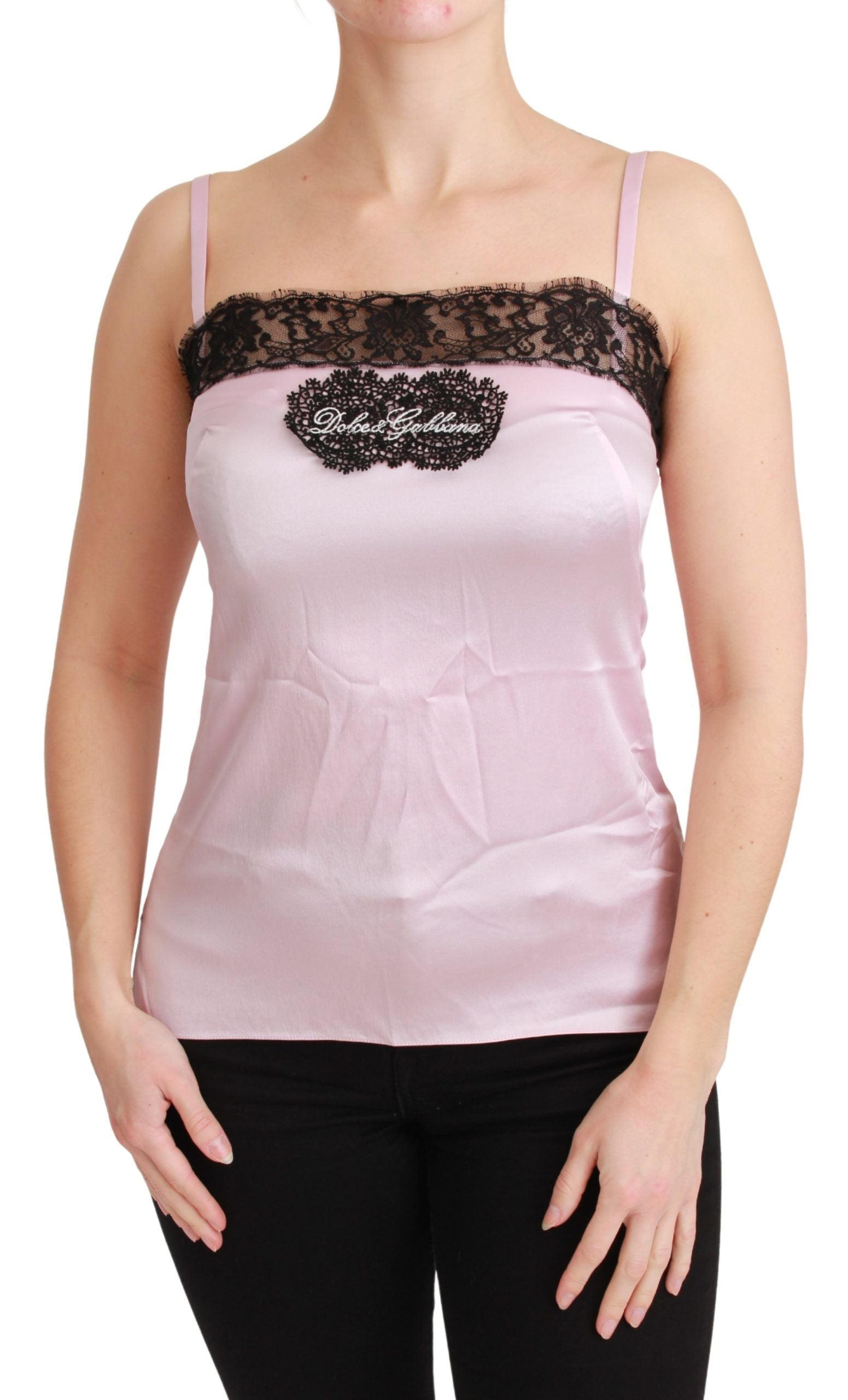 Dolce & Gabbana Elegant Silk Lace Detail Tank Women's Top