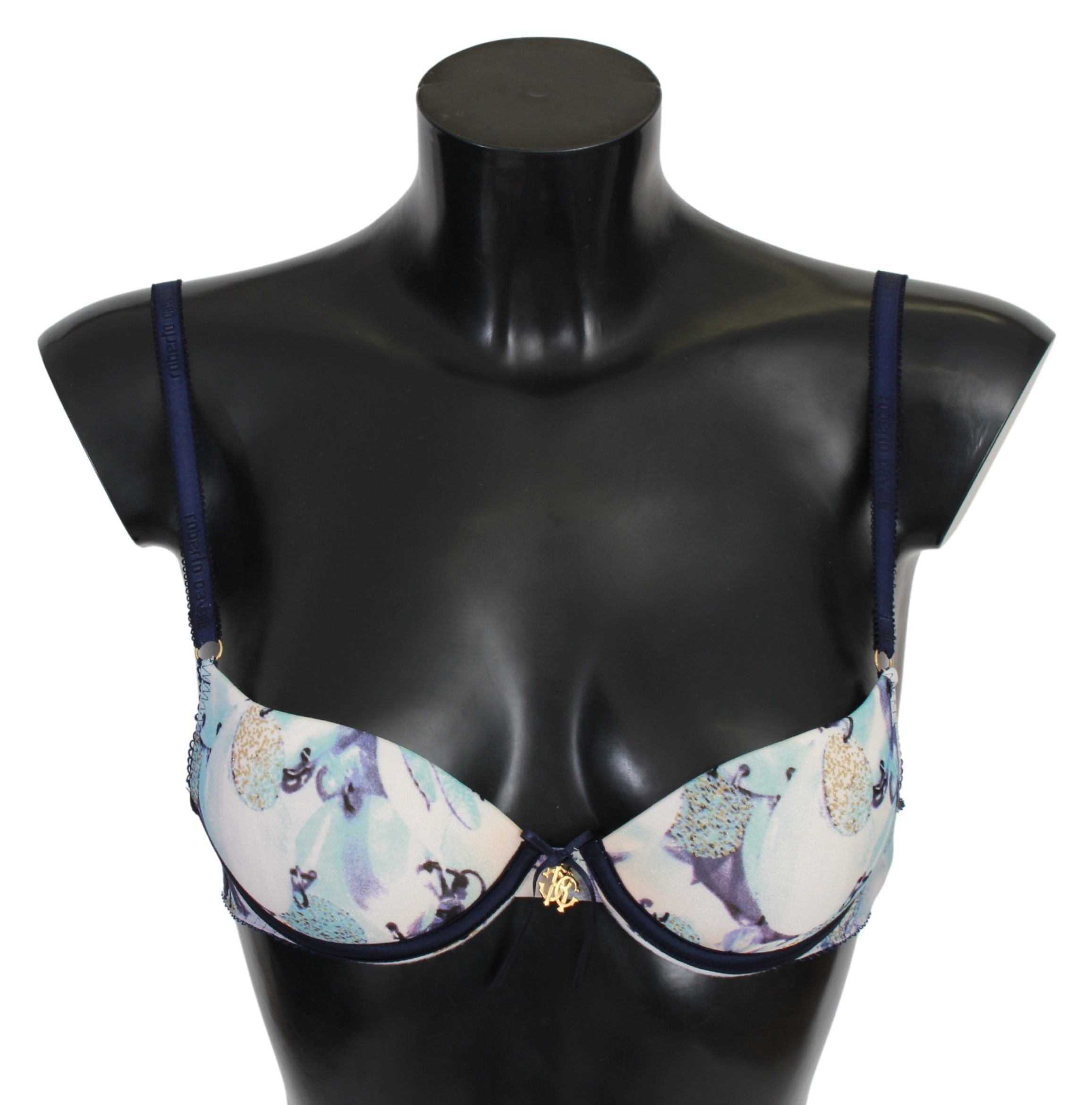 Roberto Cavalli Elegant Push-Up Bra in Blue Women's Print