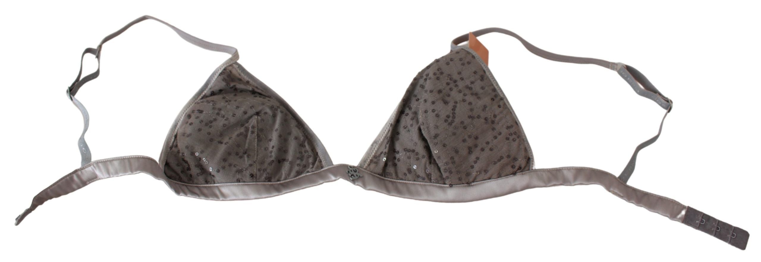 Ermanno Scervino Sequined Gray Triangolo Bra Luxury Women's Underwear