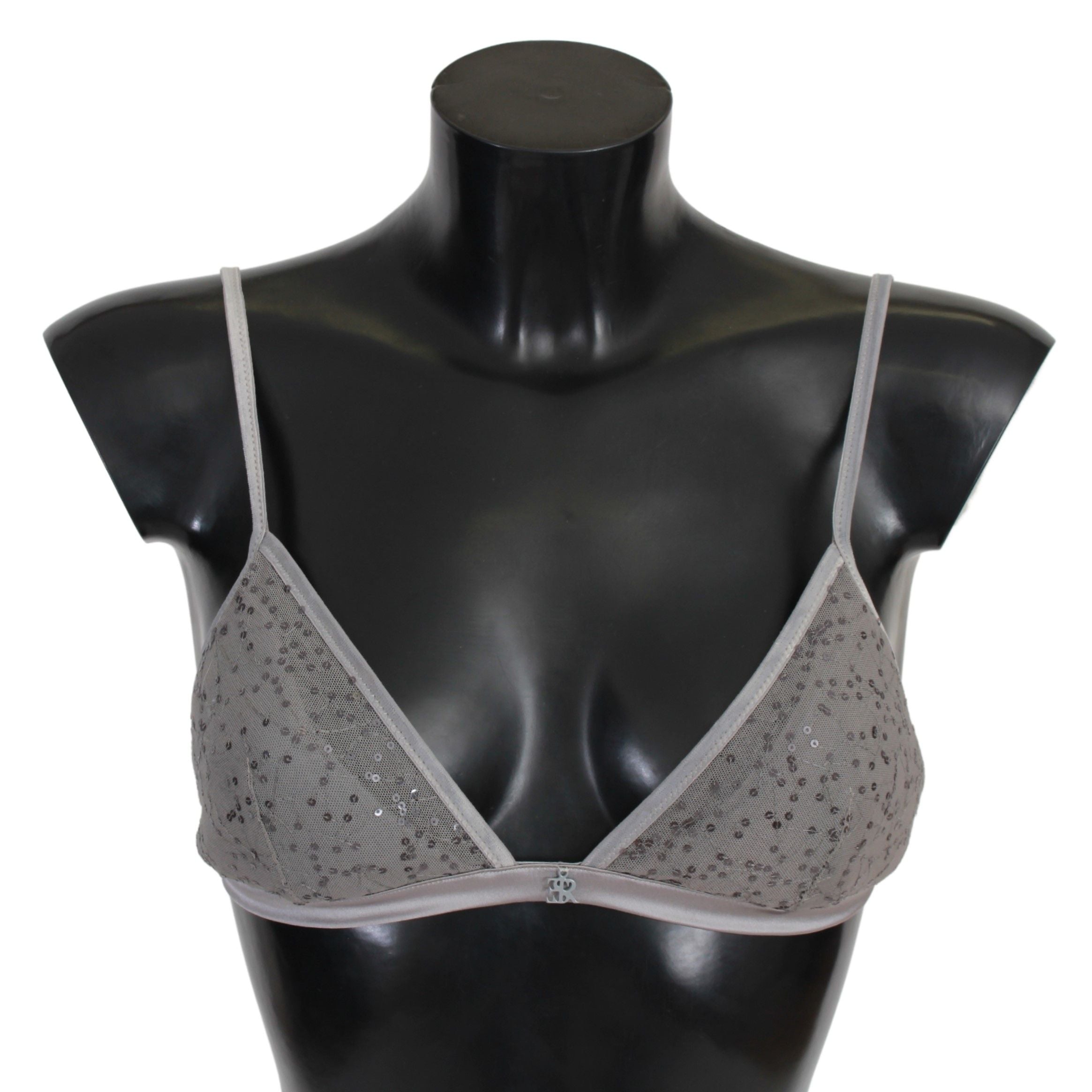 Ermanno Scervino Sequined Gray Triangolo Bra Luxury Women's Underwear