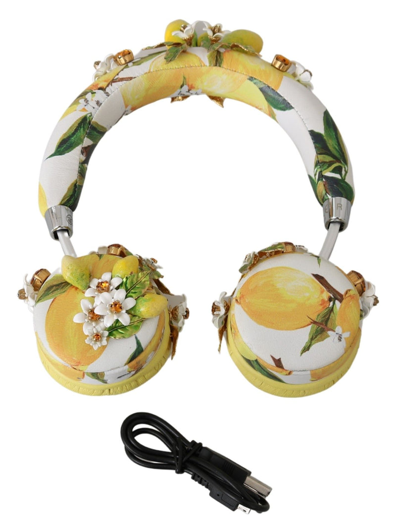 Dolce & Gabbana Glamorous Gold-Embellished Leather Women's Headphones