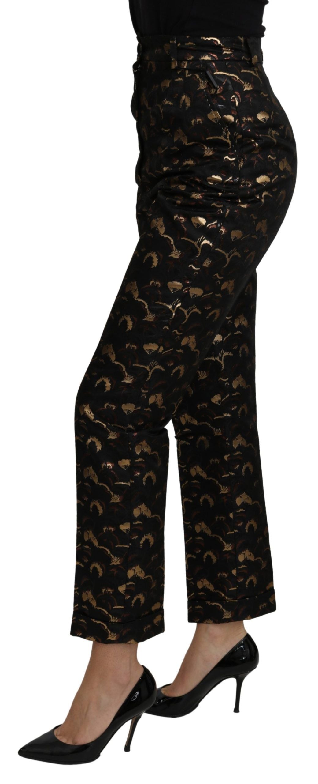 Dolce & Gabbana Elegant High Waist Tapered Brocade Women's Pants