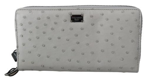 Dolce & Gabbana White Ostrich Leather Continental Mens Clutch Men's Wallet