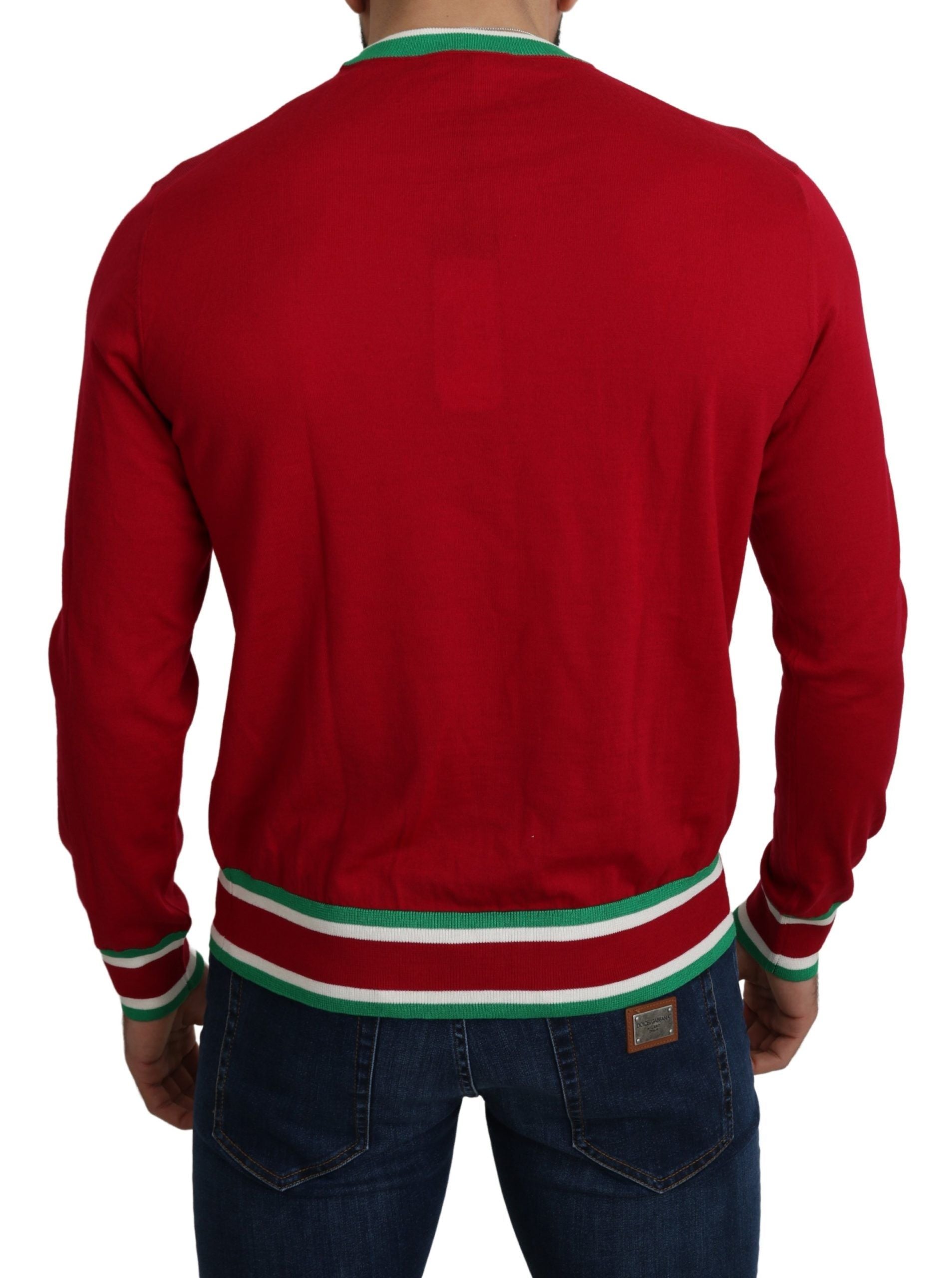 Dolce & Gabbana Elegant Red Wool-Silk Crewneck Men's Sweater