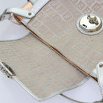 Fendi Zucchino Silver Canvas Handbag (Pre-Owned)