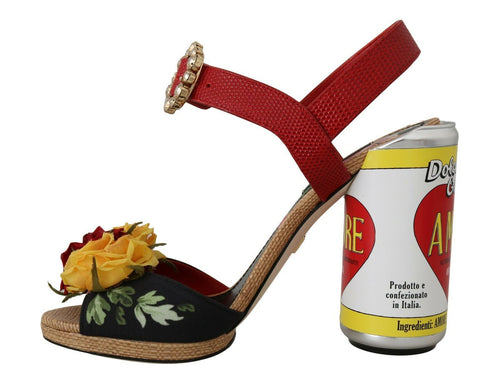 Dolce & Gabbana Multicolor Floral Crystal Embellished Women's Sandals