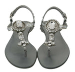 Dolce & Gabbana Elegant Silver Flats with Crystal Women's Embellishments