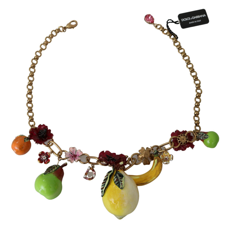 Dolce & Gabbana Crystal Embellished Floral Charm Women's Necklace