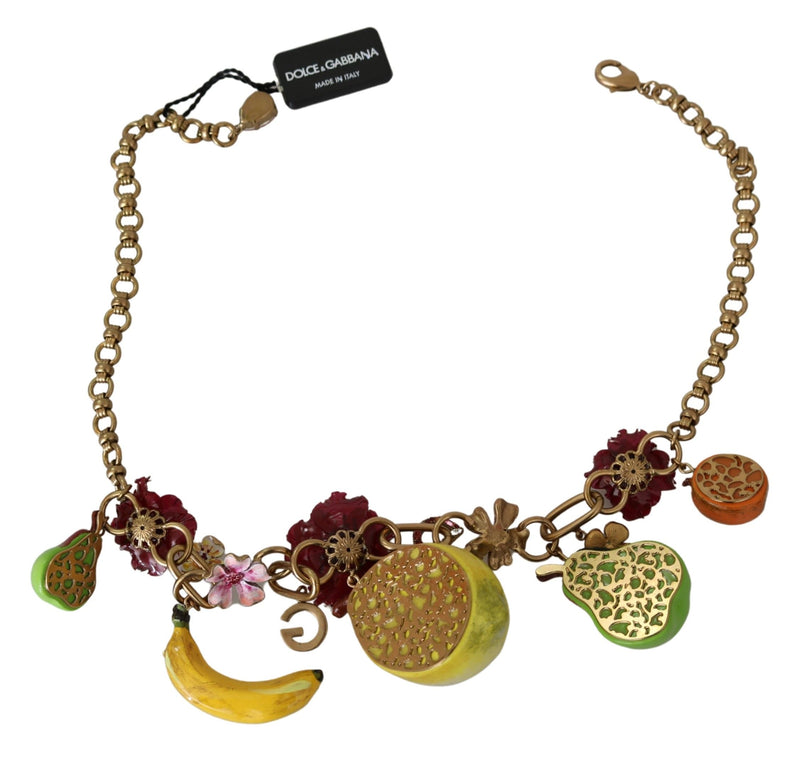 Dolce & Gabbana Crystal Embellished Floral Charm Women's Necklace