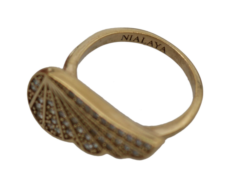 Nialaya Elegant Gold-Crystal Embellished Women's Ring