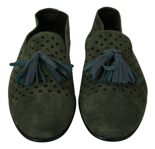 Dolce & Gabbana Elegant Green Suede Loafers for Men's Men