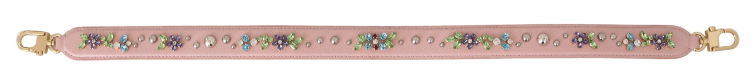 Dolce & Gabbana Stunning Pink Crystal Studded Leather Women's Strap