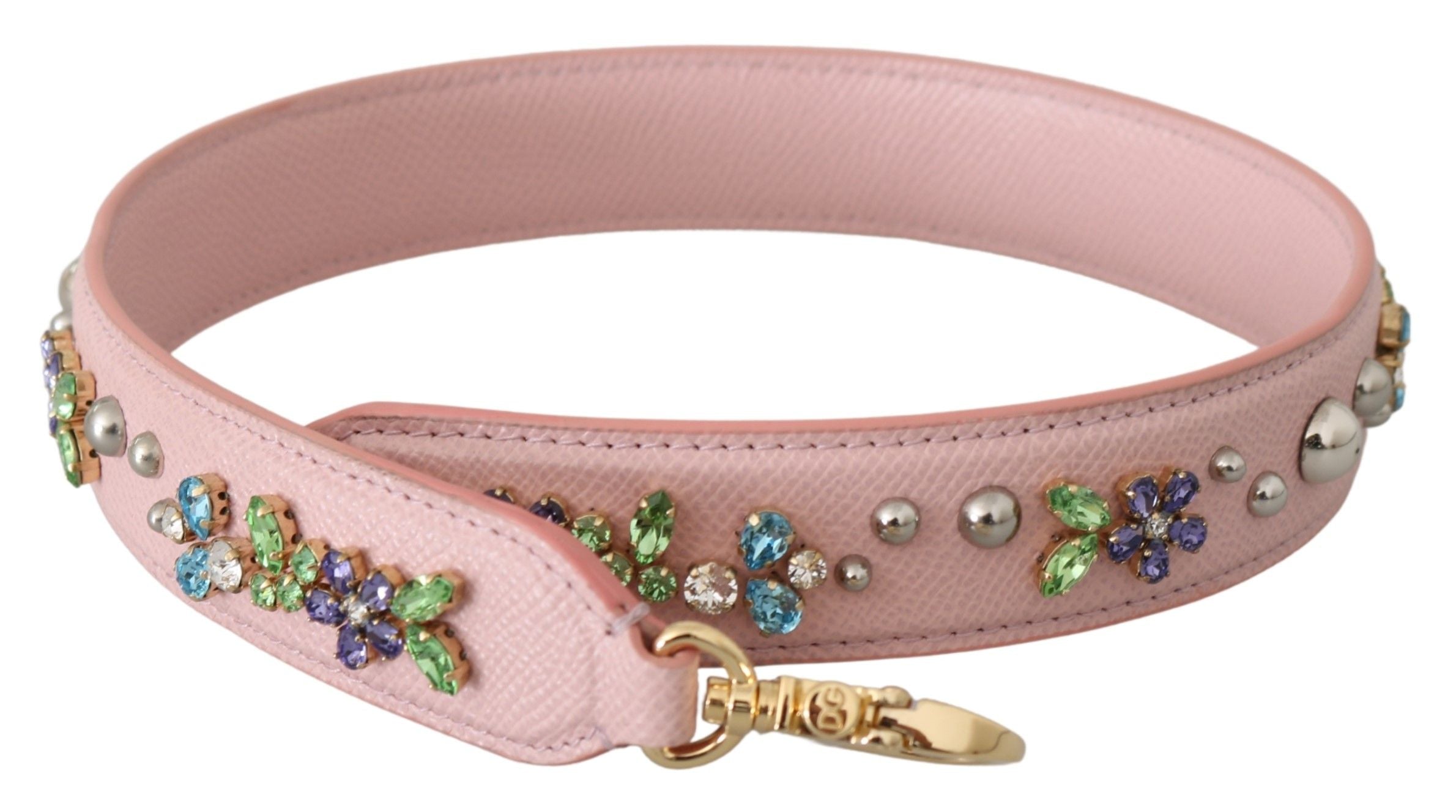 Dolce & Gabbana Stunning Pink Crystal Studded Leather Women's Strap