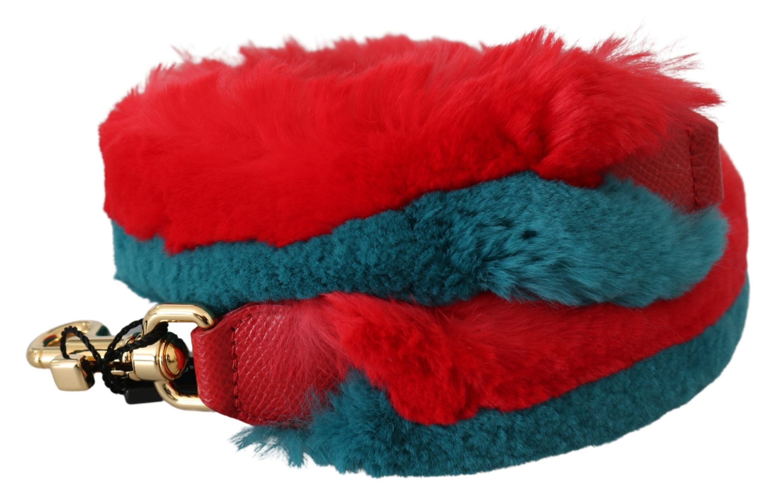 Dolce & Gabbana Elegant Red Lapin Fur Shoulder Women's Strap