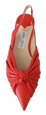 Jimmy Choo Chic Red Pointed Toe Leather Women's Flats