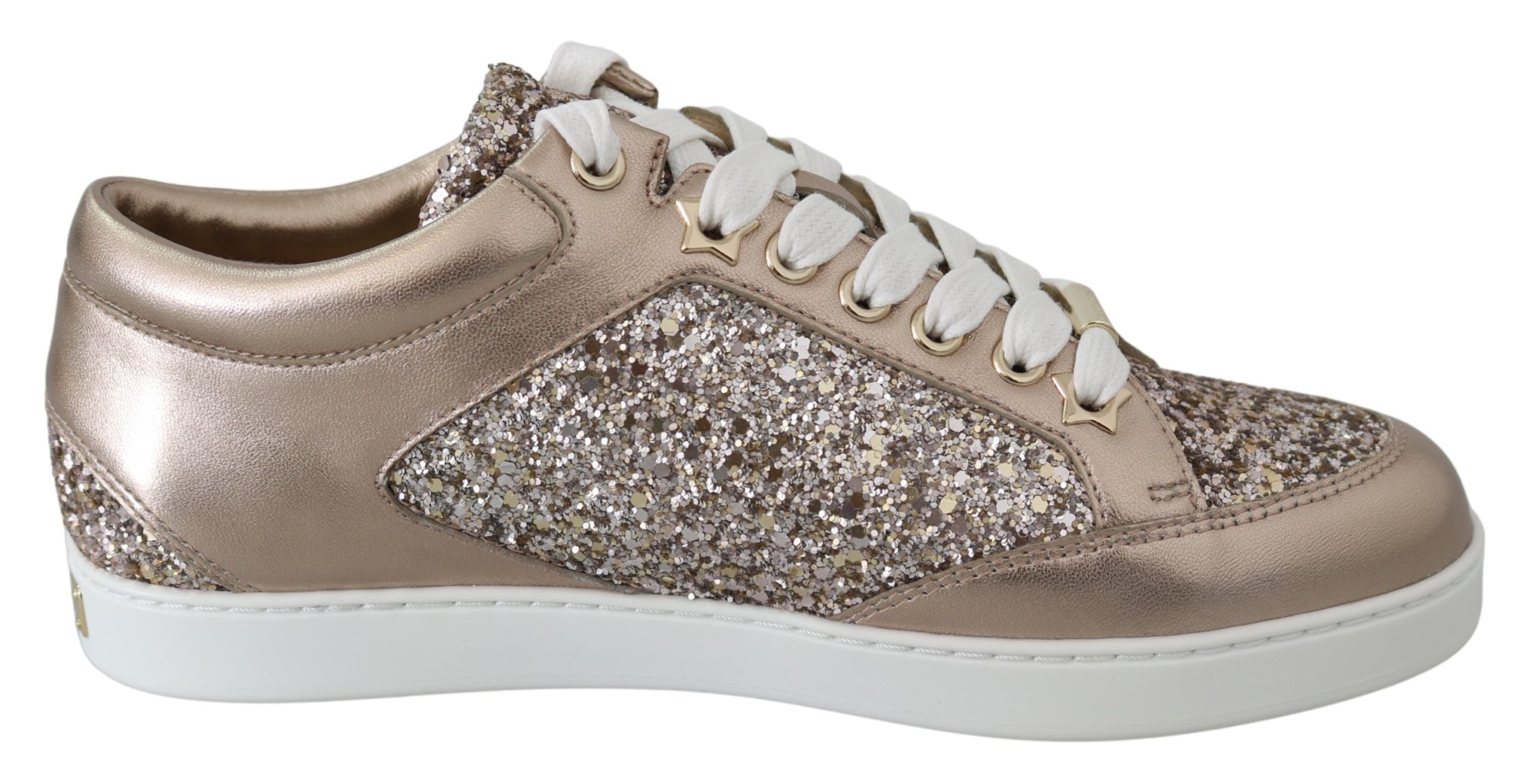 Jimmy Choo Ballet Pink Glitter Leather Women's Sneakers