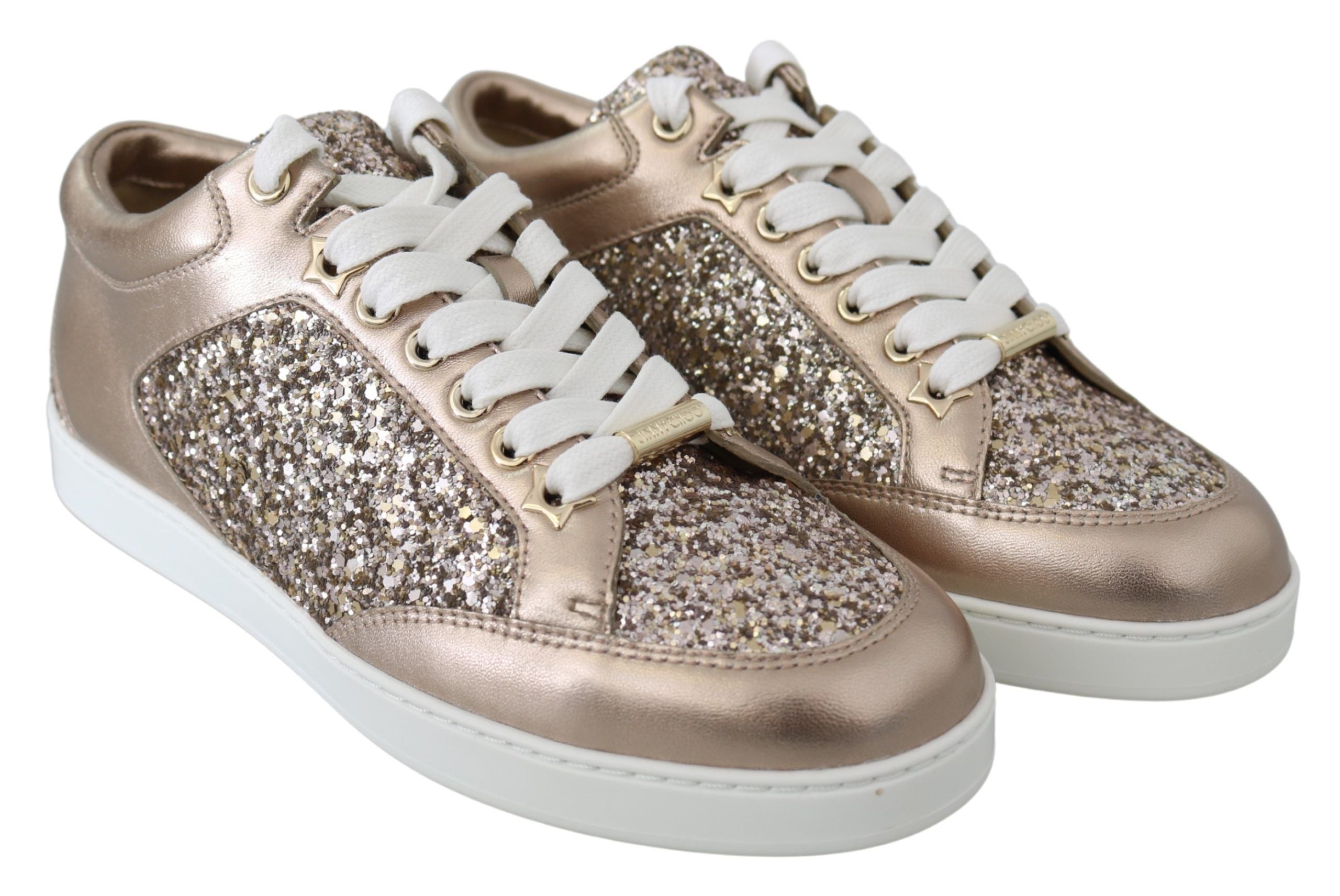 Jimmy Choo Ballet Pink Glitter Leather Women's Sneakers