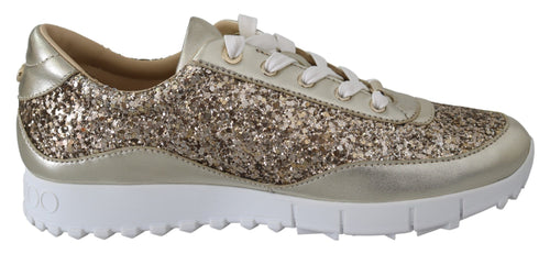 Jimmy Choo Antique Gold Glitter Leather Women's Sneakers