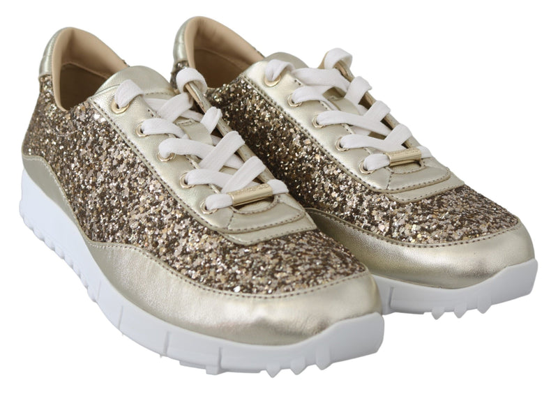 Jimmy Choo Antique Gold Glitter Leather Women's Sneakers