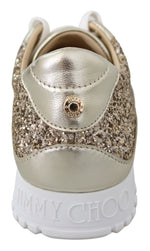 Jimmy Choo Antique Gold Glitter Leather Women's Sneakers