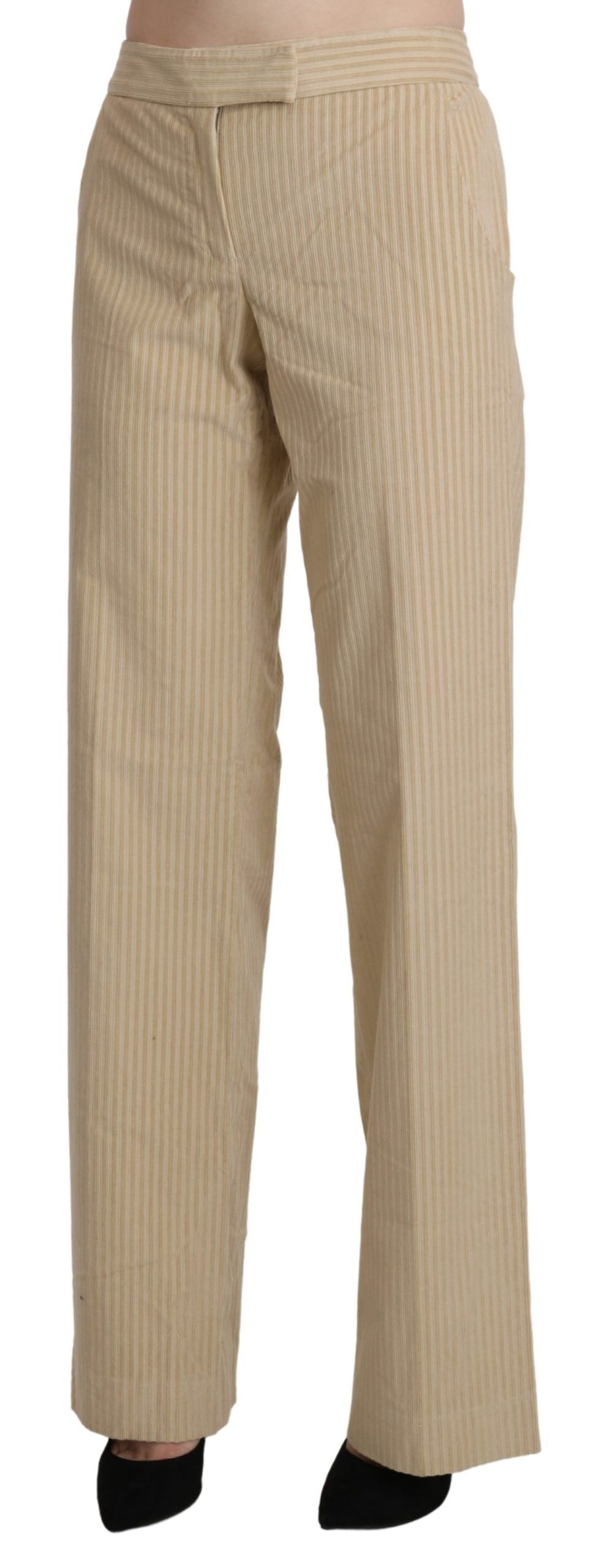 Ermanno Scervino Chic Beige High-Waist Wide Leg Women's Pants