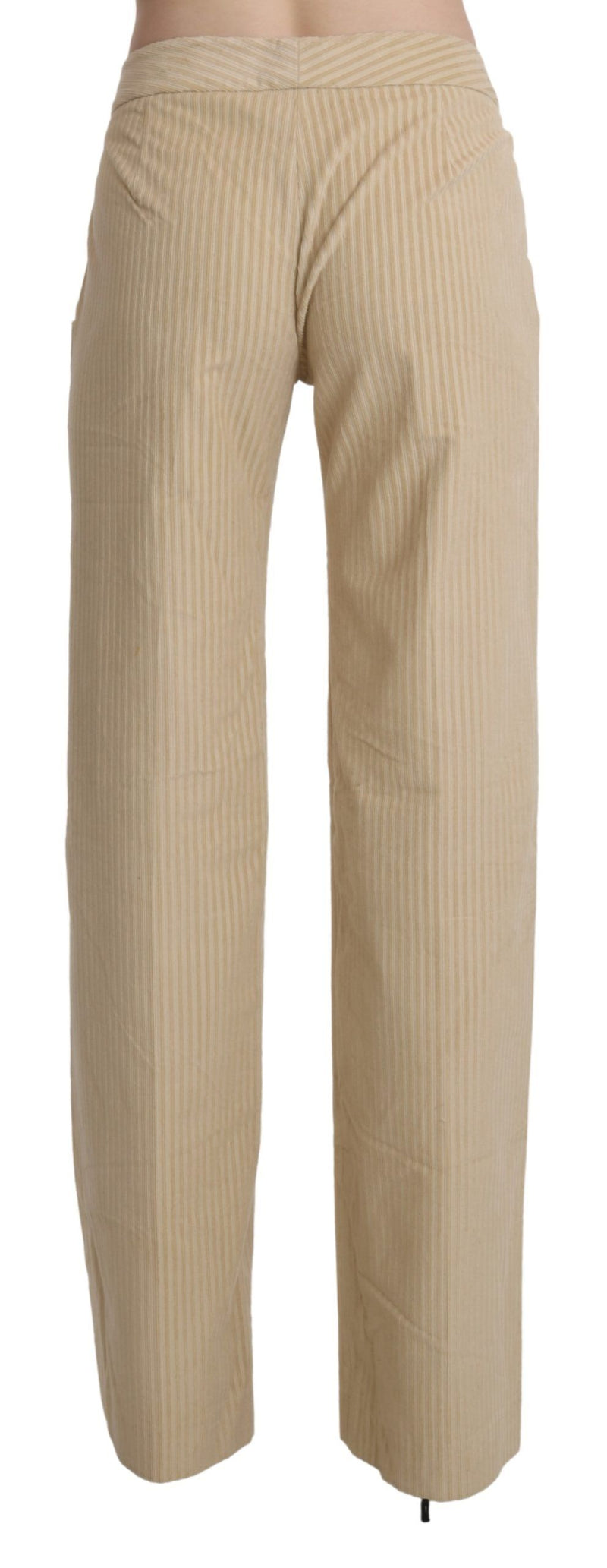 Ermanno Scervino Chic Beige High-Waist Wide Leg Women's Pants