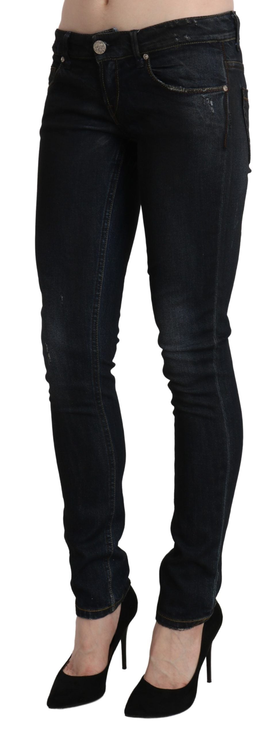 Acht Sleek Black Washed Skinny Women's Jeans