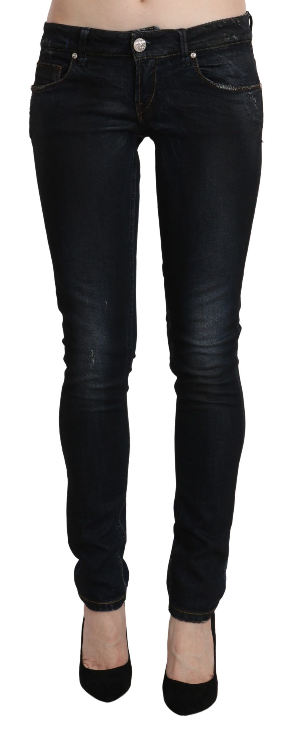 Acht Sleek Black Washed Skinny Women's Jeans