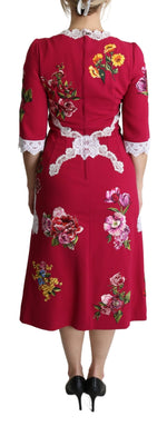 Dolce & Gabbana Floral Embroidered Sheath Midi Women's Dress