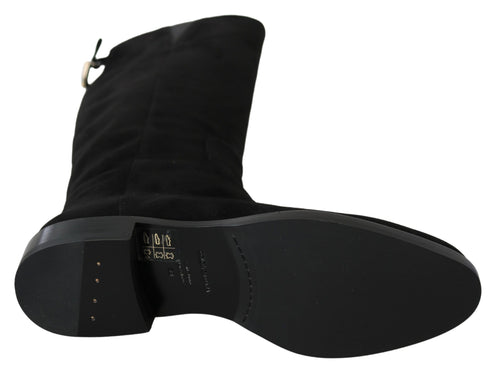 Dolce & Gabbana Elegant Black Suede Knee High Women's Boots