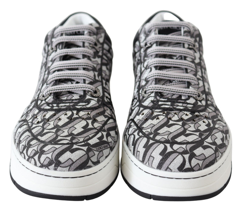 Jimmy Choo Hawaii Silver Black Glitter Women's Sneakers