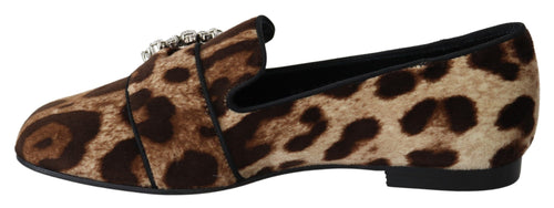 Dolce & Gabbana Leopard Print Crystal Embellished Women's Loafers