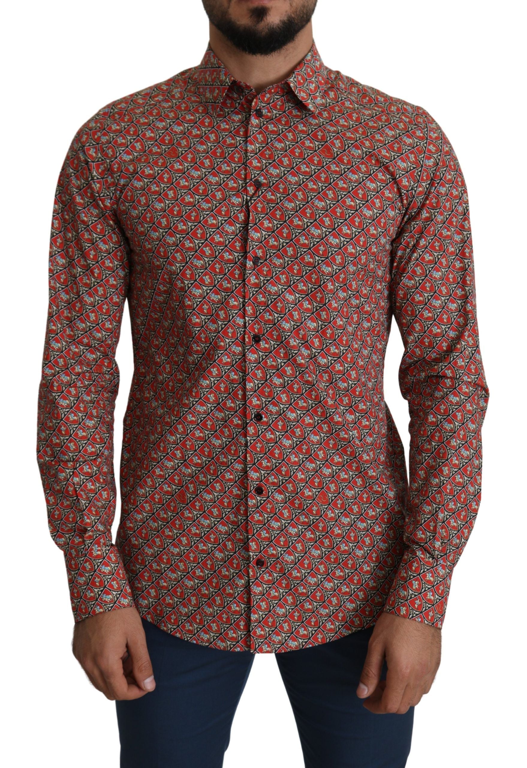 Dolce & Gabbana Elegant Red Martini Fit Cotton Men's Shirt