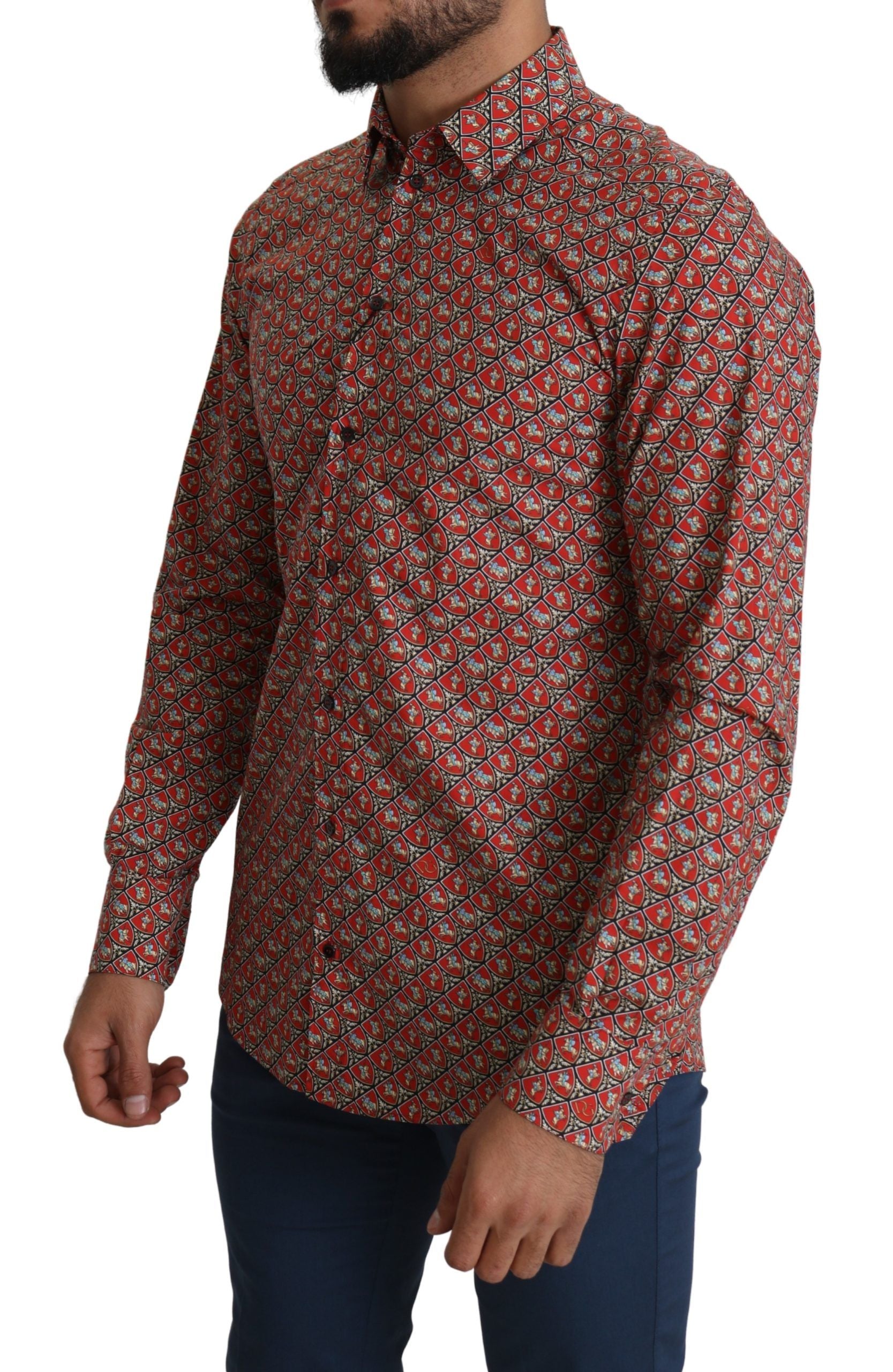 Dolce & Gabbana Elegant Red Martini Fit Cotton Men's Shirt