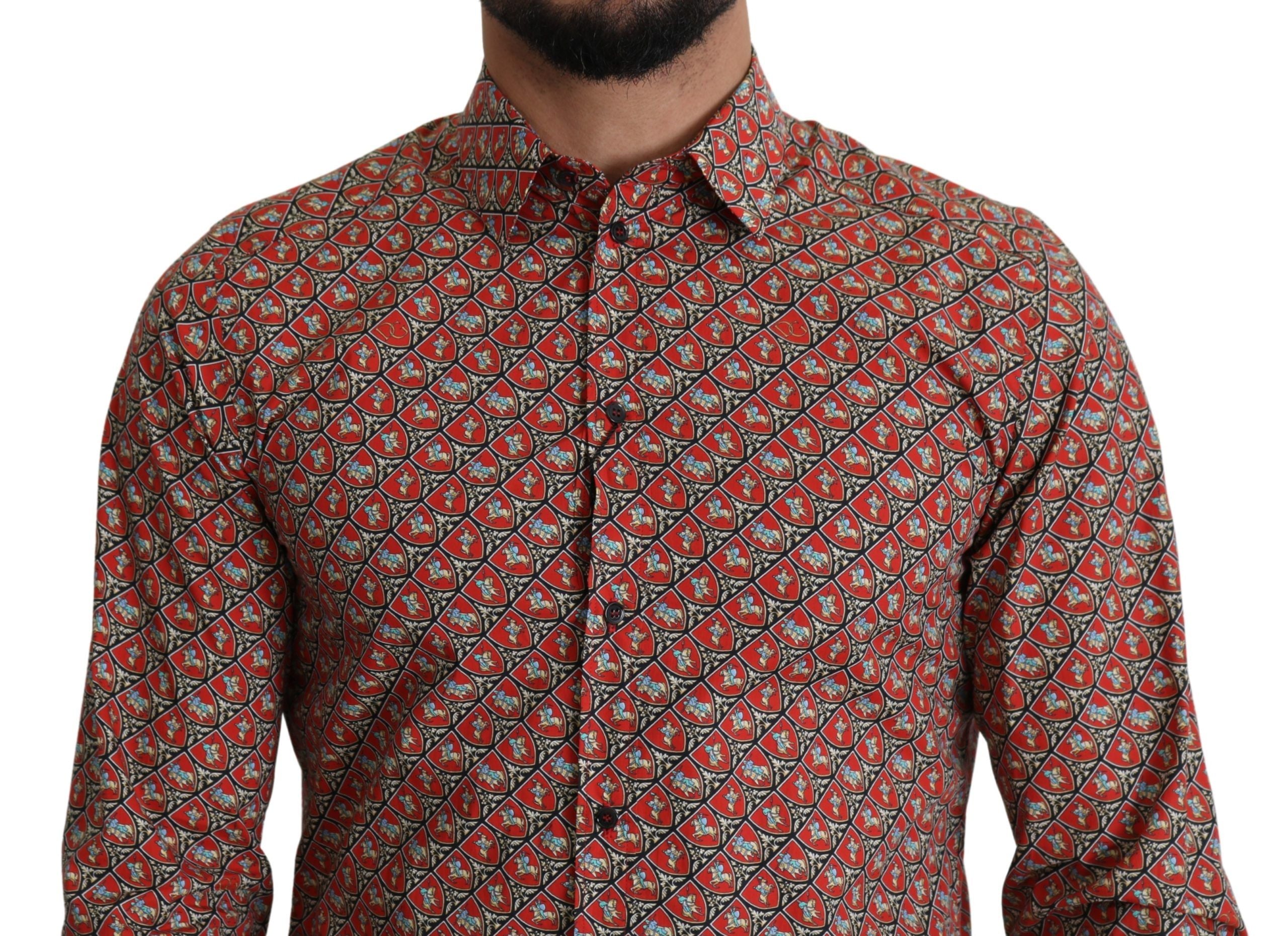 Dolce & Gabbana Elegant Red Martini Fit Cotton Men's Shirt