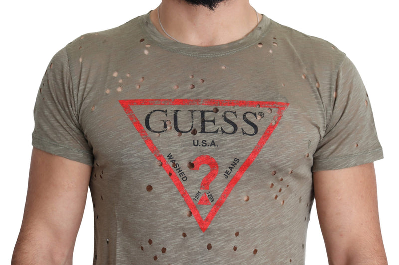 Guess Chic Brown Cotton Stretch Men's Tee