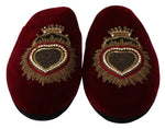 Dolce & Gabbana Red Velvet Embroidered Men's Slides