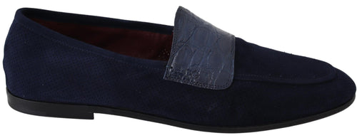 Dolce & Gabbana Elegant Blue Suede Leather Men's Loafers