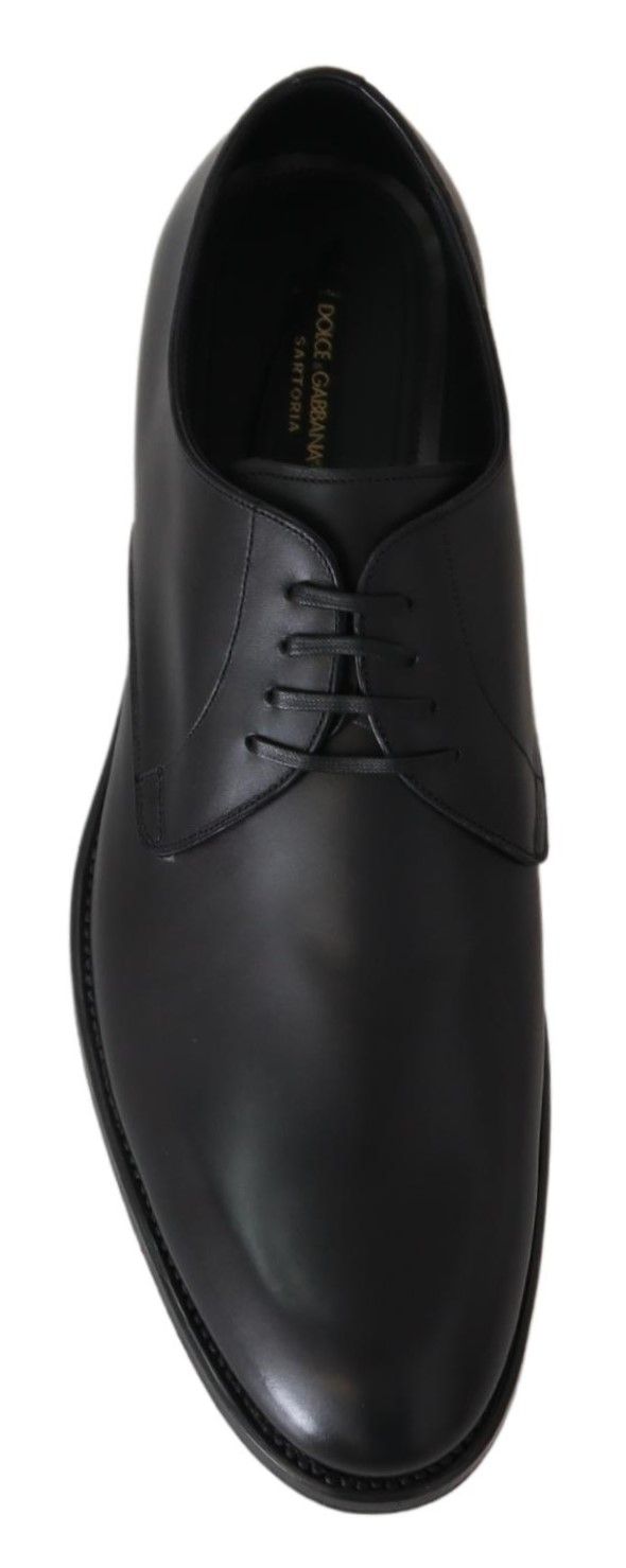 Dolce & Gabbana Elegant Black Leather Derby Dress Men's Shoes