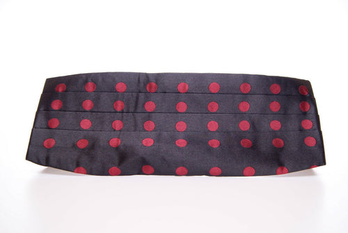 Dolce & Gabbana Exquisite Black Silk Cummerbund with Red Polka Men's Dots