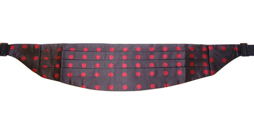 Dolce & Gabbana Exquisite Black Silk Cummerbund with Red Polka Men's Dots