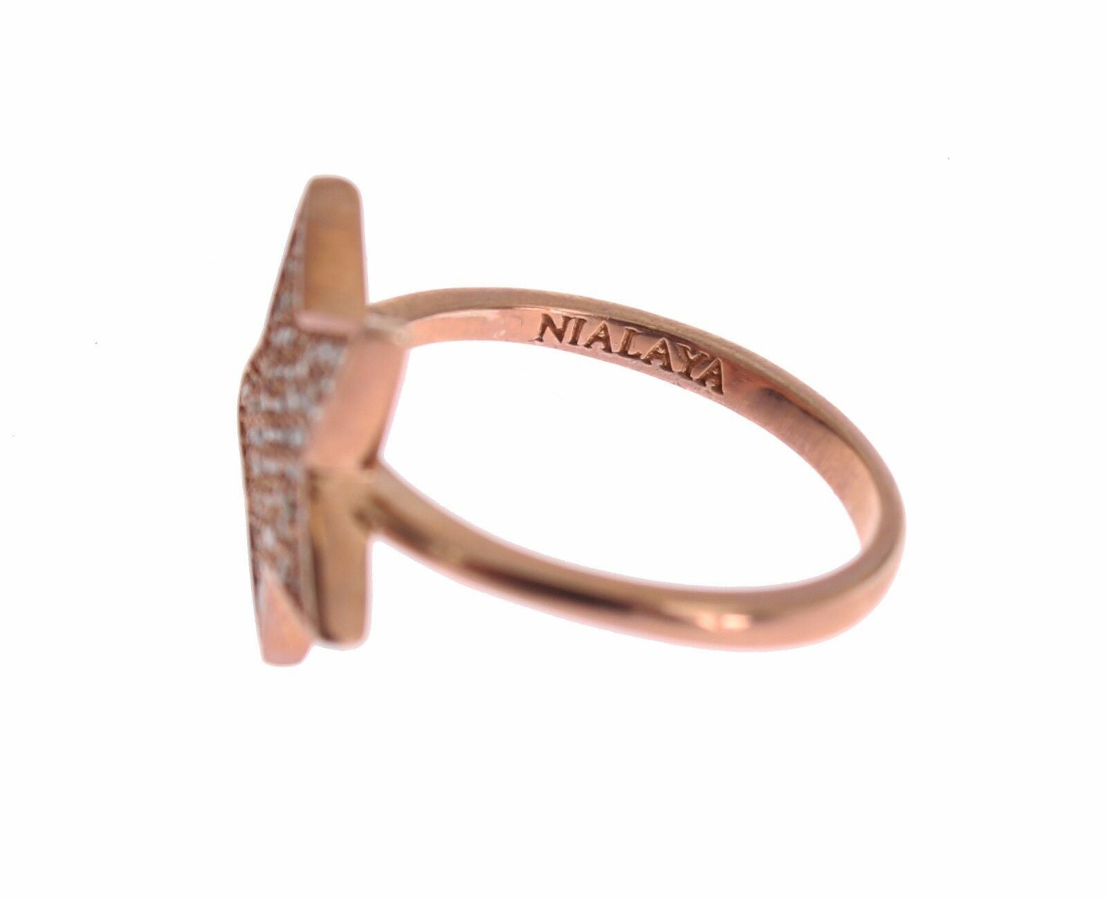 Nialaya Dazzling Pink Gold Plated Sterling Silver CZ Women's Ring